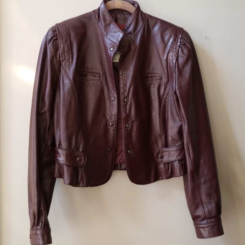 Vintage leather jacket in wine